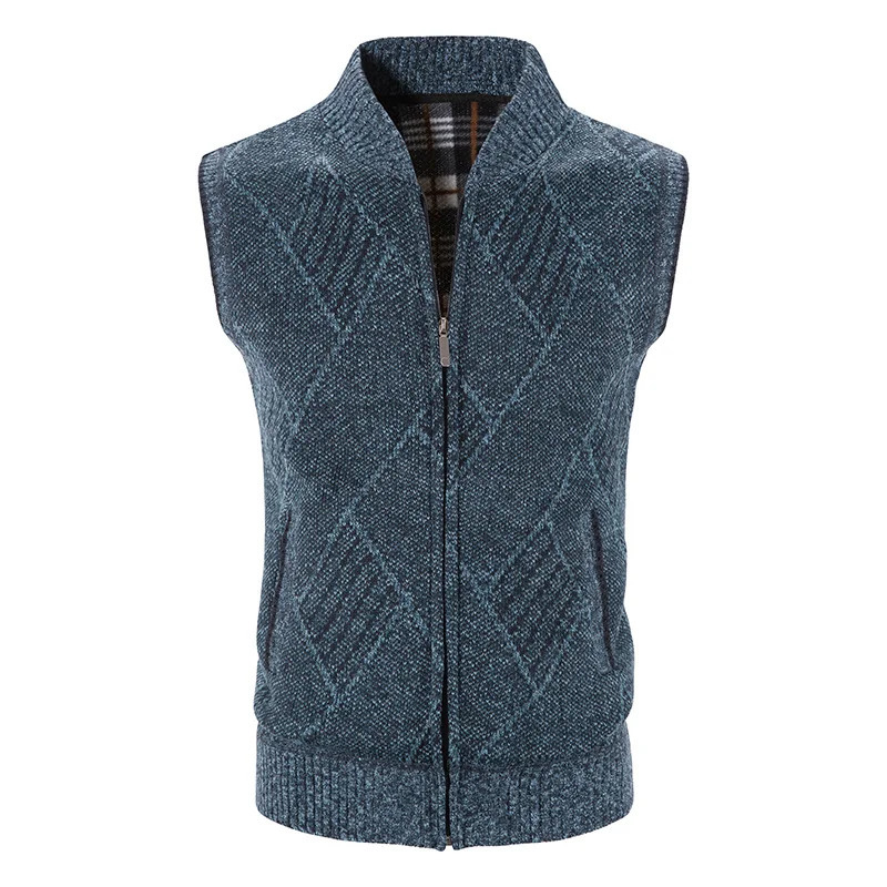 Mens Sleeveless Jackets Knitted Sweater Autumn Spring Male Cardigan Zip Up Coat Turtleneck Fleece Warm Cold Blouse 251226