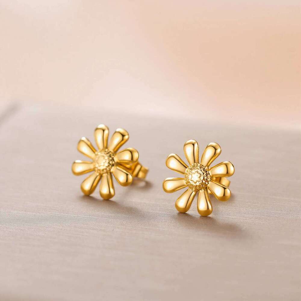 Cazador Stainless Steel Gold Color Flower Women Jewelry 2025 Trend Mini Stud Earrings Valentine Gifts New 25H1226