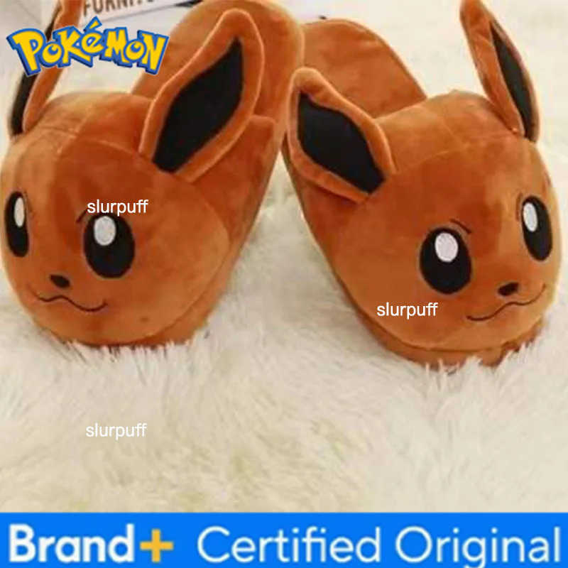 Pokemon Cute Cartoon Anime Pikachu Snorlax Eevee Gengar Squirtle Bulbasaur Plush Cotton Slippers with Light Velvet Toe Covers W251226