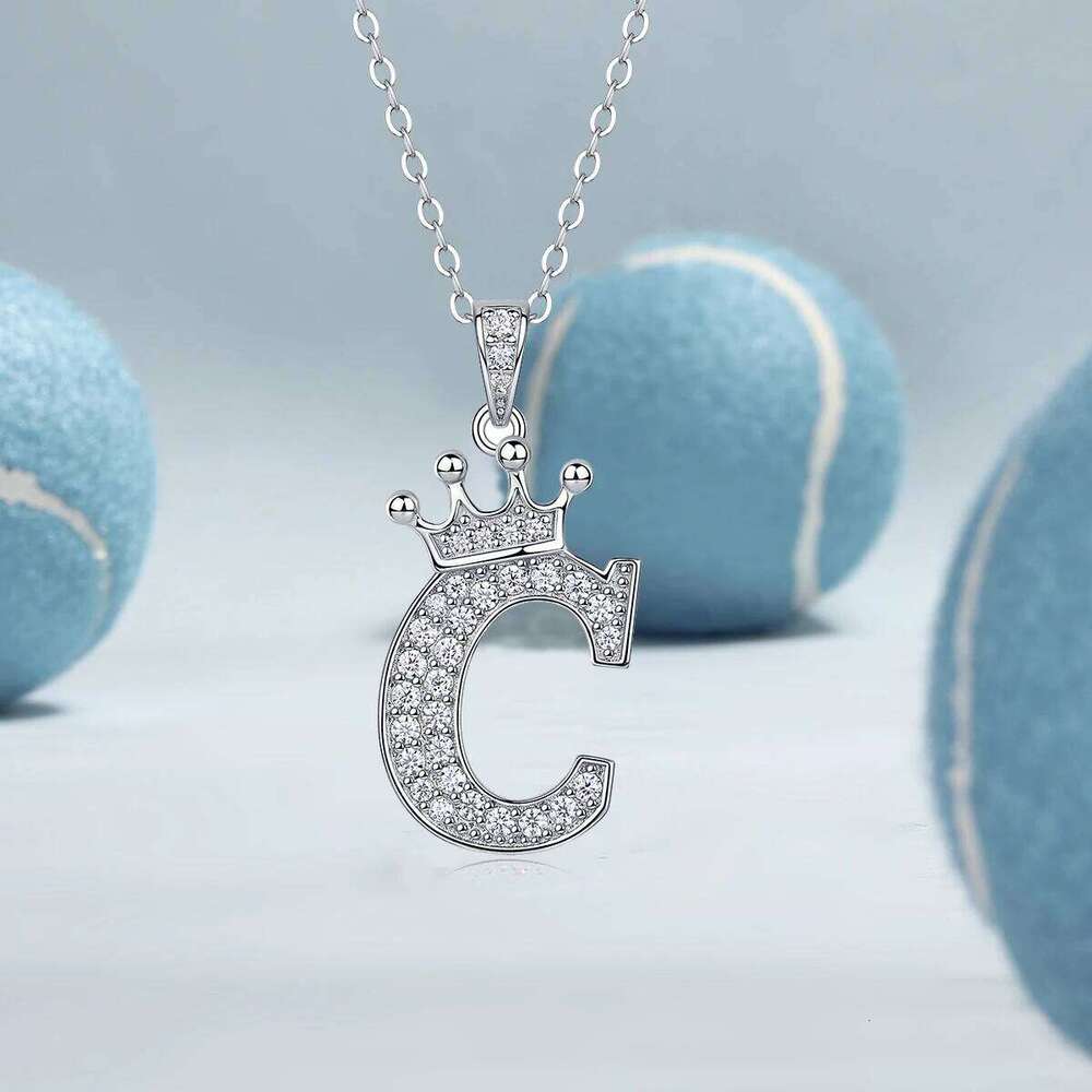 Moissanite Crown Alphabet S925 Silver 18k Gold Plated 26 Alphabets Pendant Necklace Homecoming & Graduation Gift 25N1226