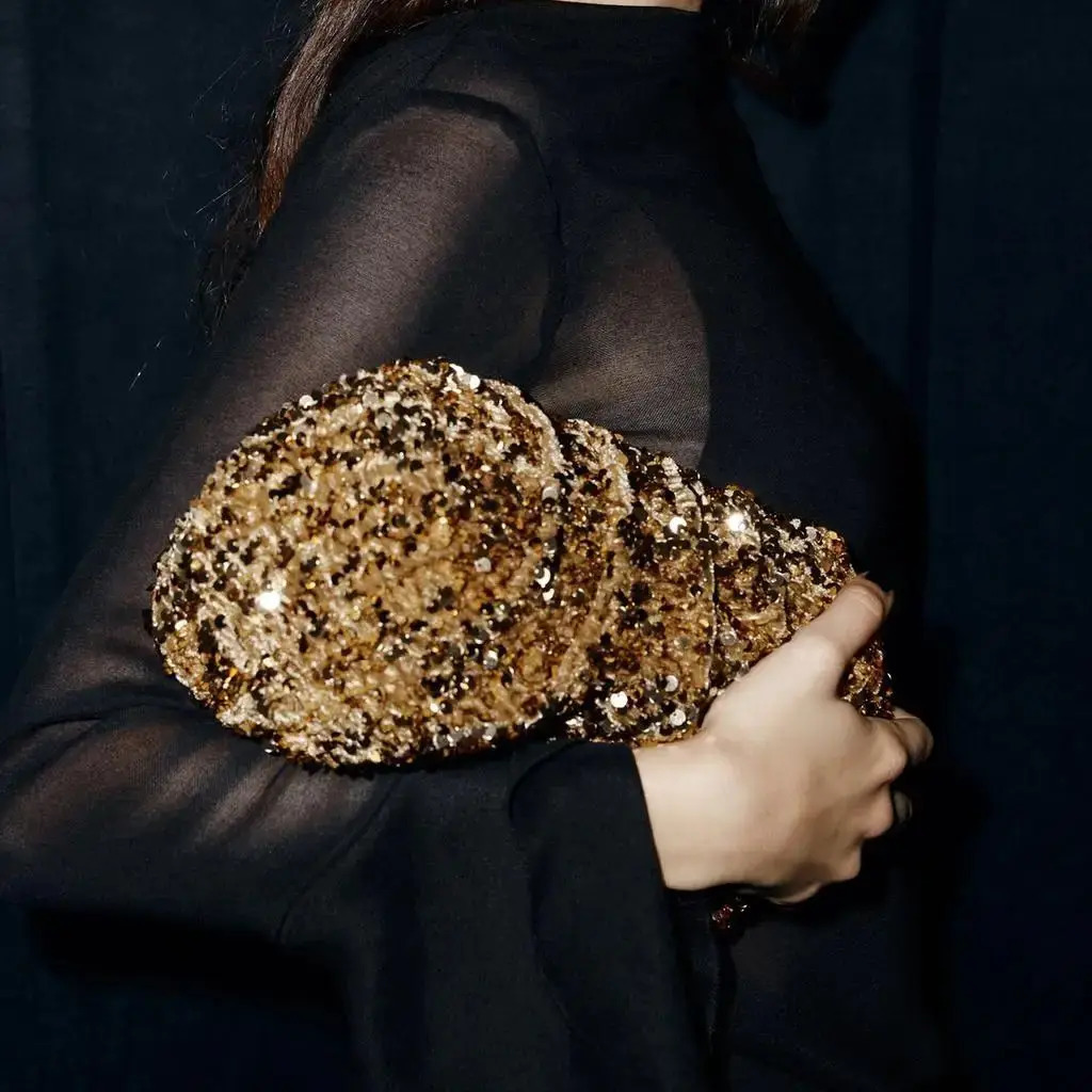 SEQUIN CLUTCH er Handbag for Ladies Elegant Spacious Clip bag with Chains Womens Fashion Shoulder Bag 251223