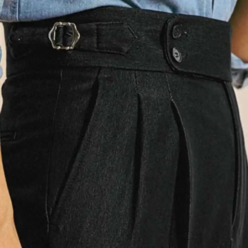 Pantalon Homme Italian High Waist Pant Business Versatile Draped Trousers Gentlemen Office Men Dress Black 251226