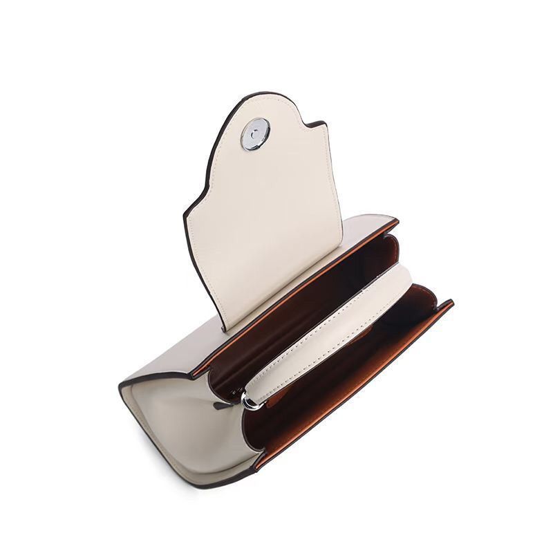 COCIO Crossbody Bag White Classic Leather High-Quality Black Tote Bag with Zippered Inner Pocket Women's Handbag Solid Color