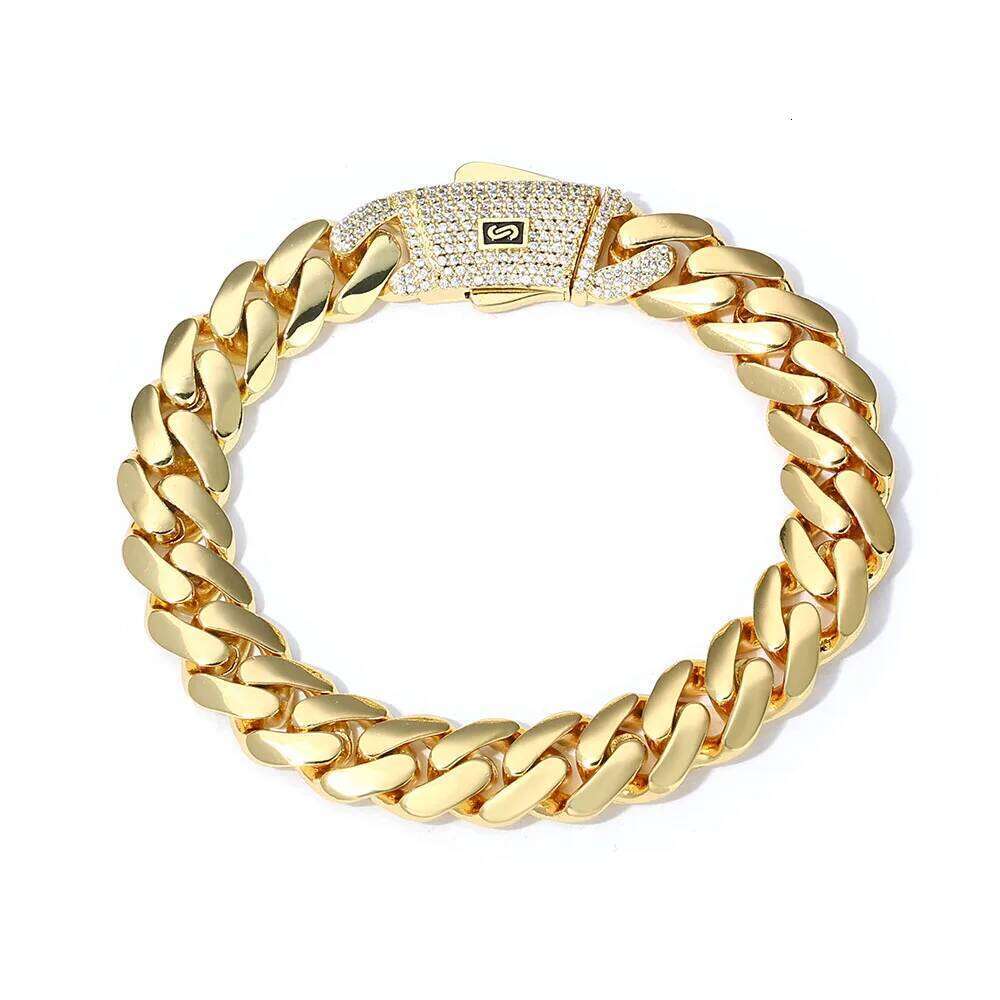 jewelry 15mm Real 14K Gold Plated Monaco Chain Heavy Thick Solid Brass Cuban Link Necklace Hip Hop Jewelry for Men