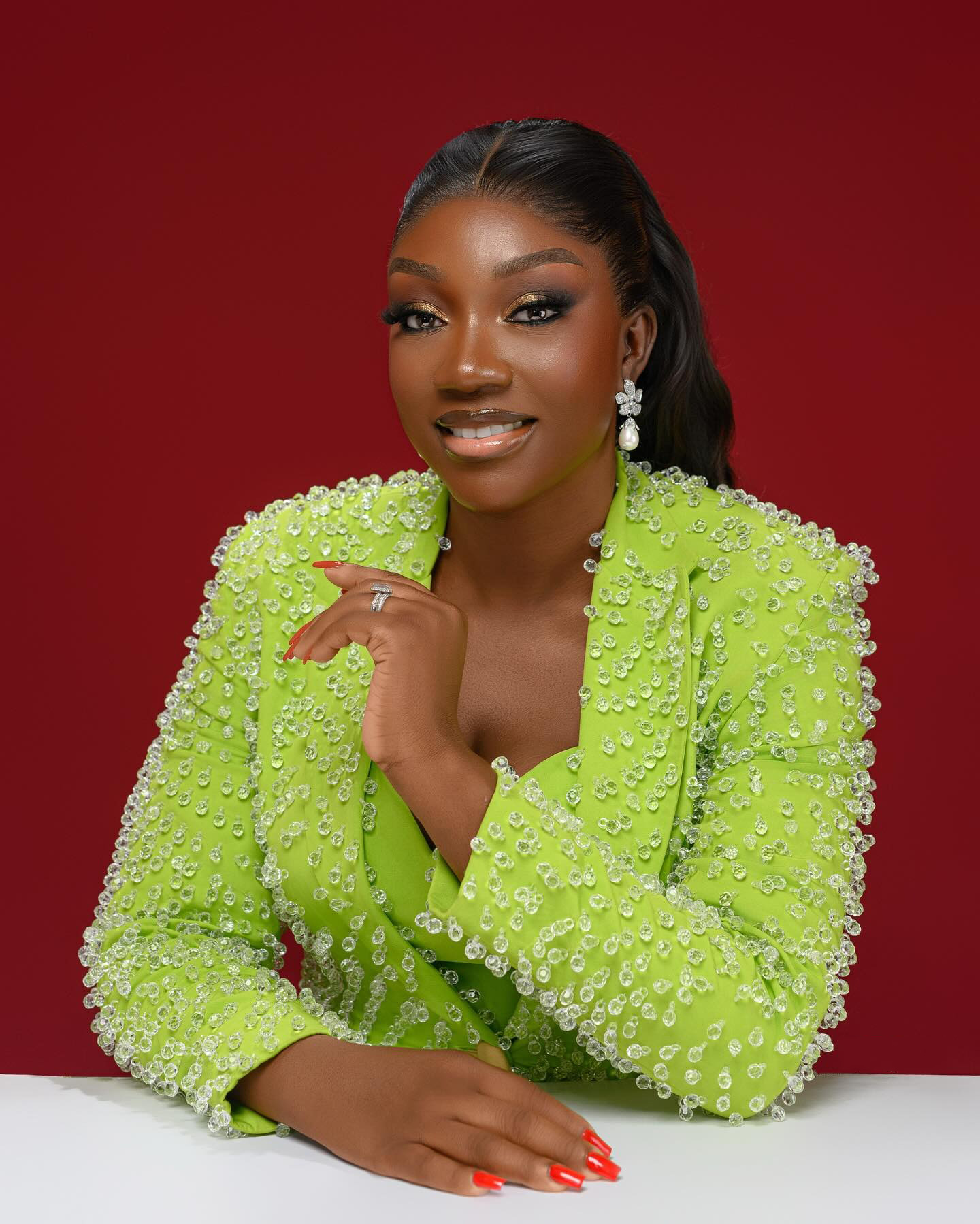 Customized Fresh Green Diamond Women Pants Suits Formal Business Slim Fit Working Wear Prom Birthday Party Evening 2 Pieces