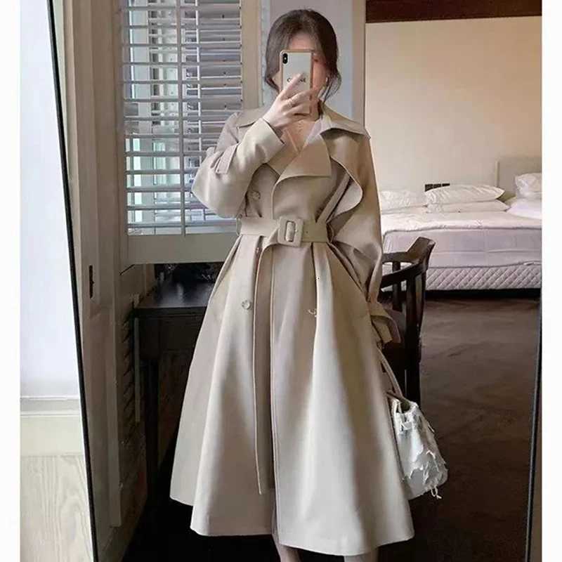 Creamy-white Trench coat Outerwear Women Mid-Length Versatile Spring and Autumn New Korean Series Small British Popular XQ85T251226