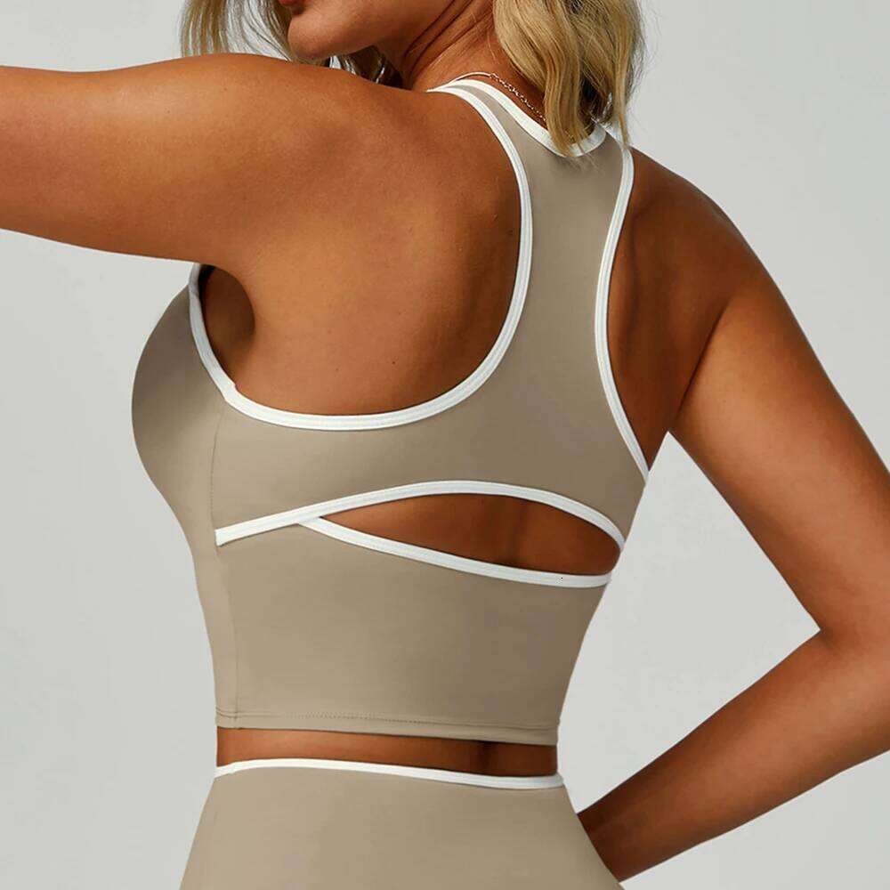 Color Block Sport Bra Vest Women high strength Tight Top Comprehensive Training Gym Workout Yoga Underwear With Chest Pad 25T1226