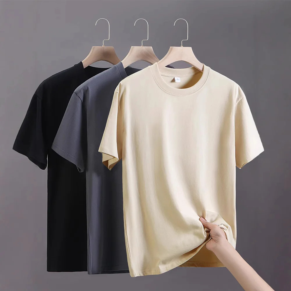 Mens t-shirts Summer Oversize Cotton T-Shirt Casual High Quality Short Sleeves Tee Shirt Men Basic Solid color Sports Tops 251222