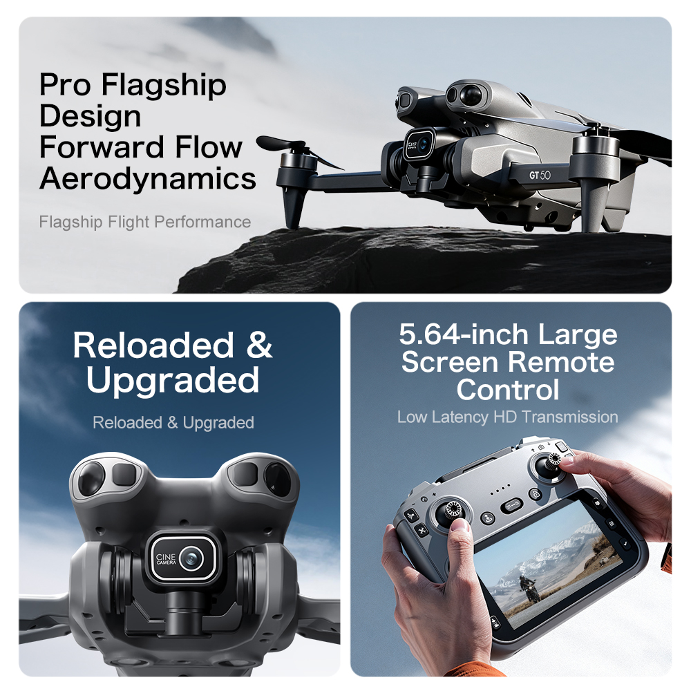 GT50 Pro HD flagship drone, equipped with a 4.3-inch screen remote control -1080P high-definition dual cameras and brushless motor, suitable for both 