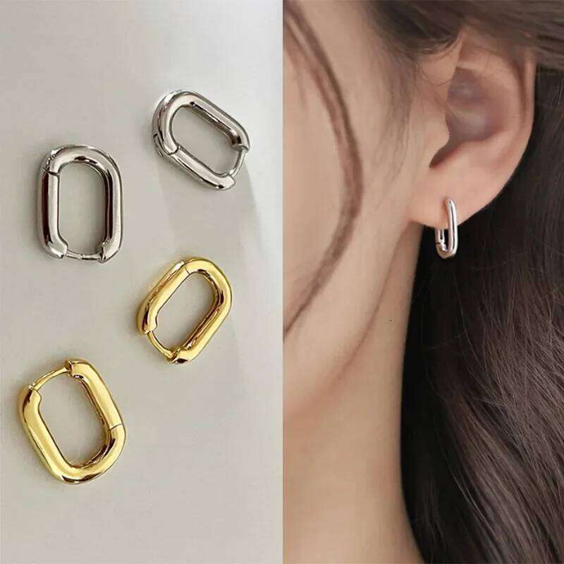 LATS Fashion France Style Hoop Earrings Silver Color Vintage Handmade U-Shape Circle Trend Jewelry Gifts Accessories 25H1226