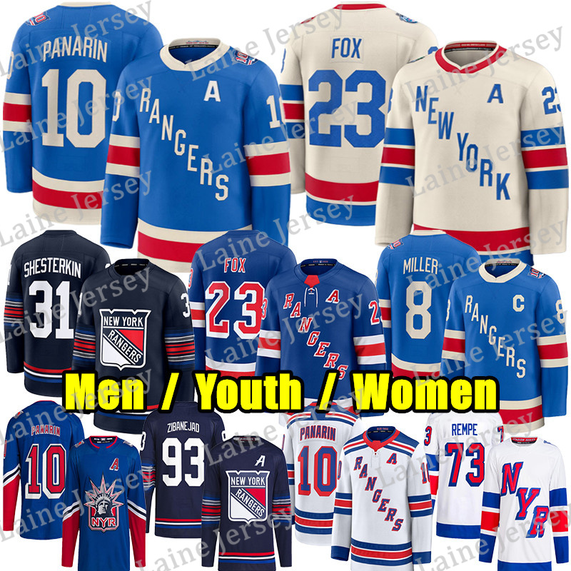#10 Artemi Panarin NY Ranger hockey jersey #8 JT Miller Adam Fox Igor Shesterkin Mika Zibanejadd Vincent Trocheck Alexis Lafreniere Will Cuylle Matt Rempe jerseys