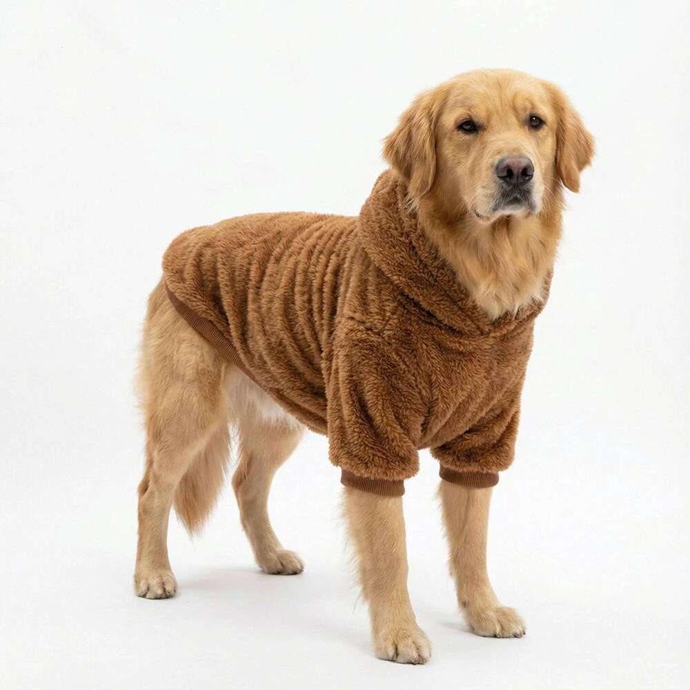 Winter Pet Clothes Fleece Warm Hoodie For Medium Large Dogs Soft Dog Plush Outdoor Coat Labrador Golden Retriever Clothing 25T1226