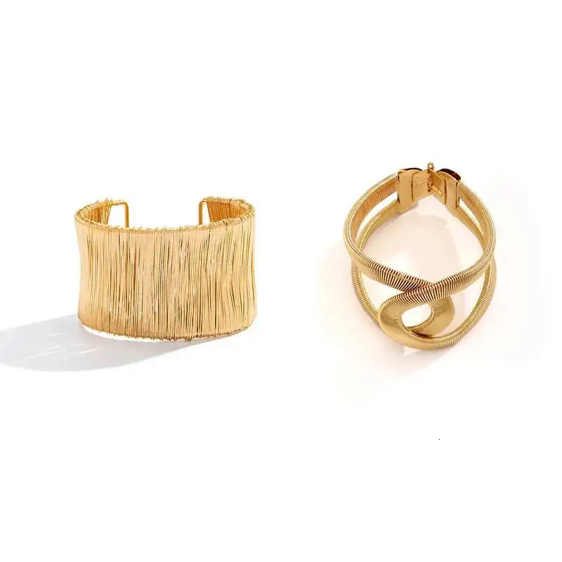 Salircon Punk Large y Thick Cross Cuff Bracelet Trendy Gold Color Metal Stripe Bangles Writband Jewelry Party Gifts 251219