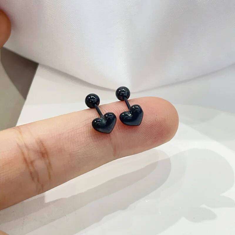 EVISPOL 1Pair Heart for Women Stainless Steel Love Cartilage Earrings Screw Back Stud Earring Body Jewelry Gifts 25H1226