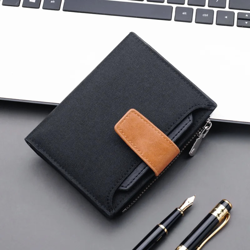 Canvas Wallet Short Mens Buckle Bag Wallet with Multiple Card Slots Can Put Drivers License with Zipper Wallet Man 251225