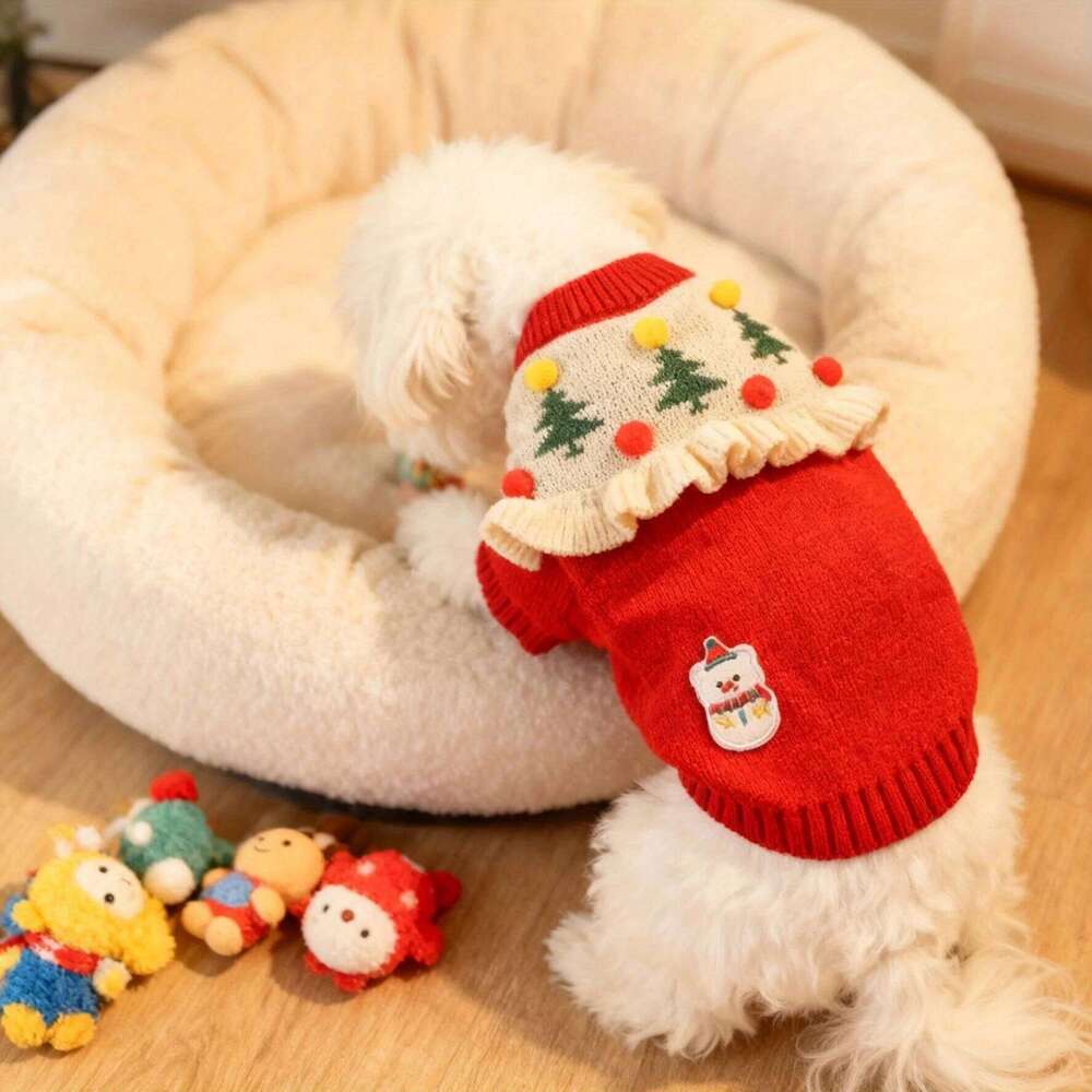 A red outfit for Christmas warmth anti shedding pet cats dogs autumn and winter collection 25T1226