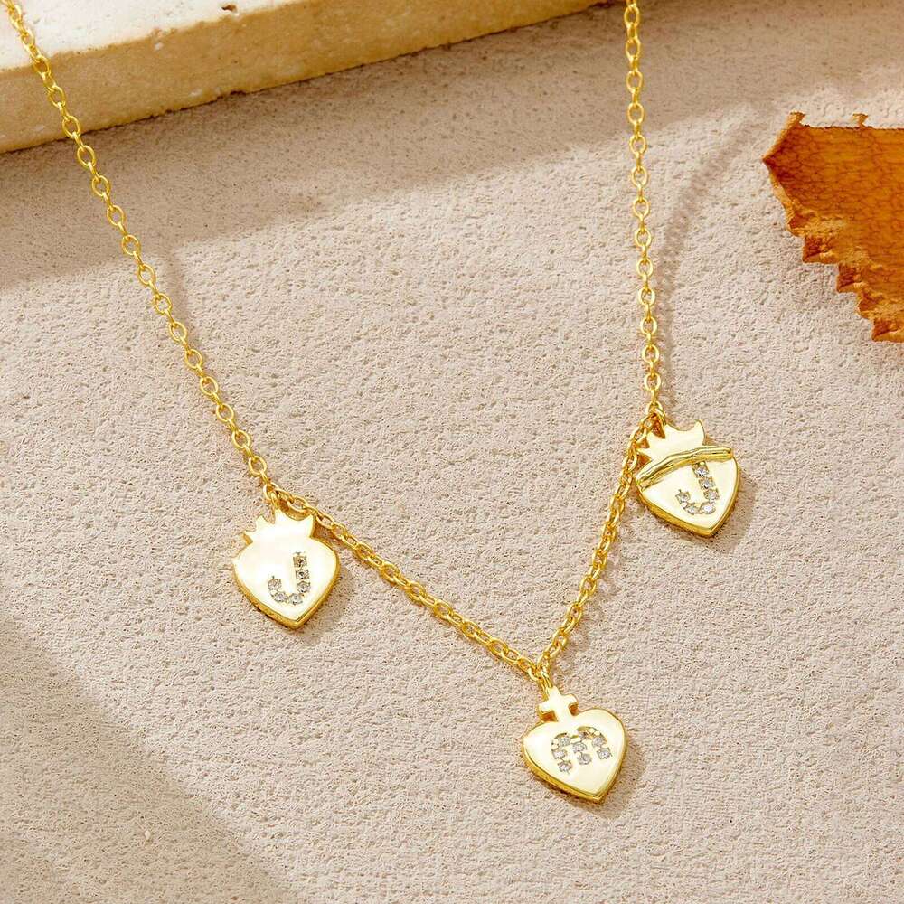 ANDYWEN 925 Sterling Silver Asymmetric Triple Heart Pendant with Zircon Letters, Trendy Luxury Vintage 2025 New Design Jewelry 25N1226