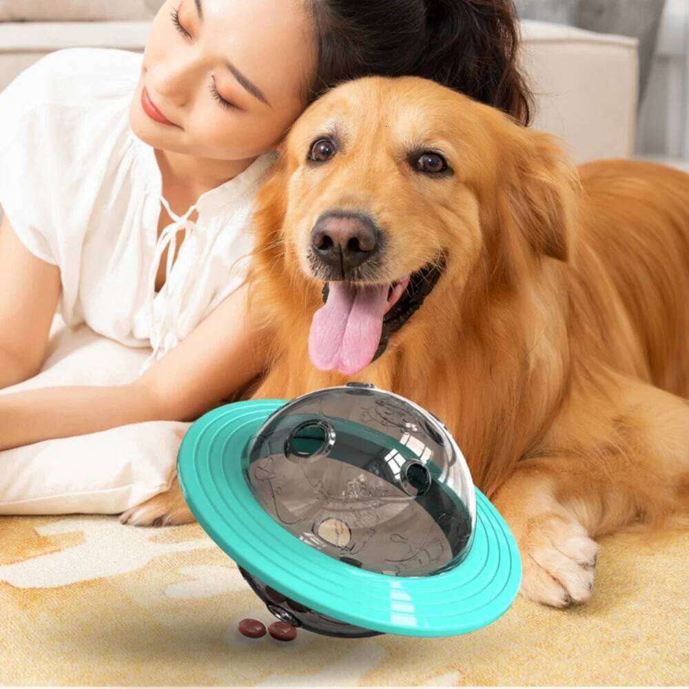 Chew Proof Flying Saucer Dog Toy - Unbreakable UFO Treat Dispenser Wobble Ball Food Feeder for Powerful Chewers 25N1226