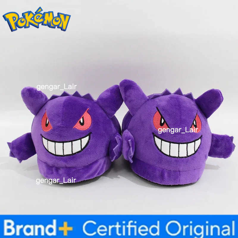 Pokemon Pikachu Gengar Winter Cartoon Warm Plush Slippers Couple Indoor Non-slip House Slides Cute Interest Women Slippers Cotton Shoes W251226