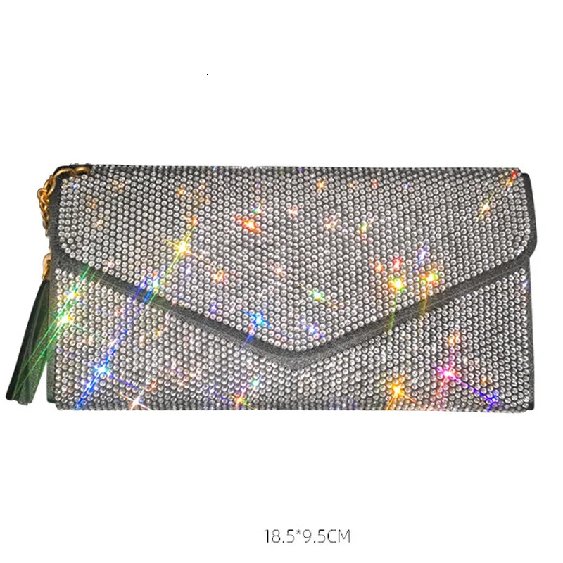 Bling Crystal Elegant Womens Wallets with Zipper Coin Credit Card Holder Ticket Bag Small Purses Woman Leather Wallet 251225
