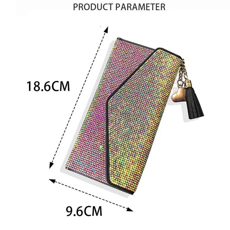 Bling Crystal Fashion Purse Leather Wallet Women Card Holders Multifunctional Pretty Square Hand Bags Ladies Wallets 251225