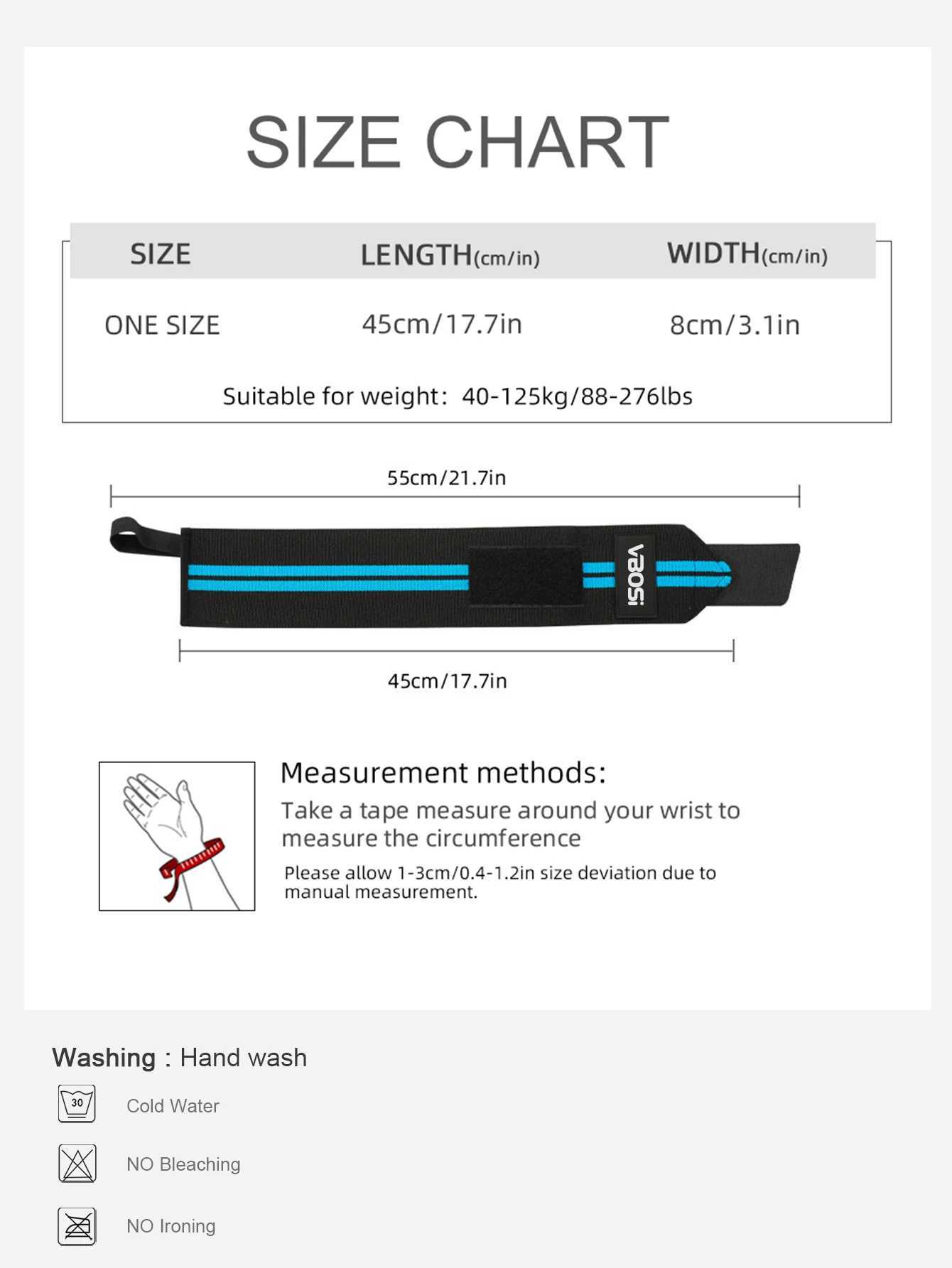 VBOSi 1 Piece Adjustable Wrist Support Wraps with Thumb Loop for Weightlifting Horizontal Bar for Women Men M251226
