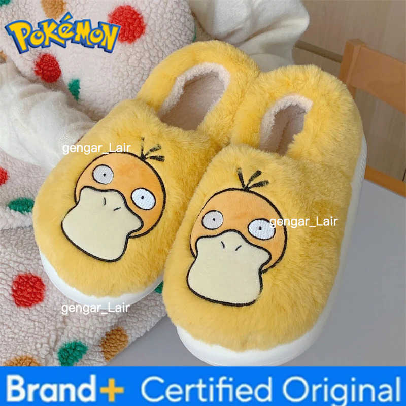 Pokemon Pokmon Genuine Bulbasaur Indoor Fall and Winter Plus Velvet Warm Soft-soled Comfortable Cotton Slippers for Men and Women W251226