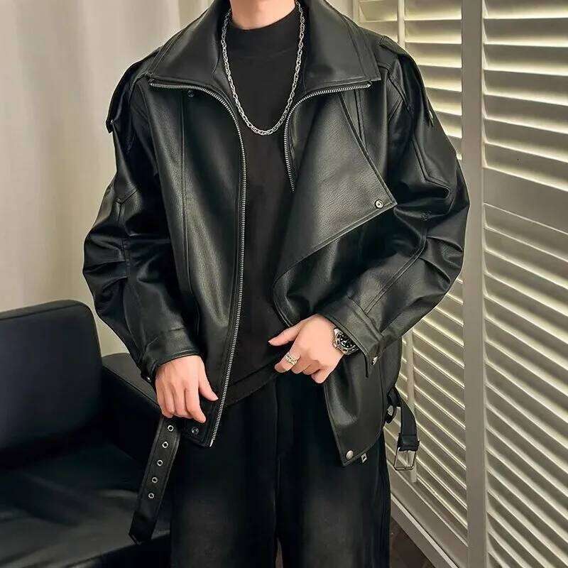 Spring And Autumn Retro PU Jacket Casual Zipper Locomotive Leather Clothes