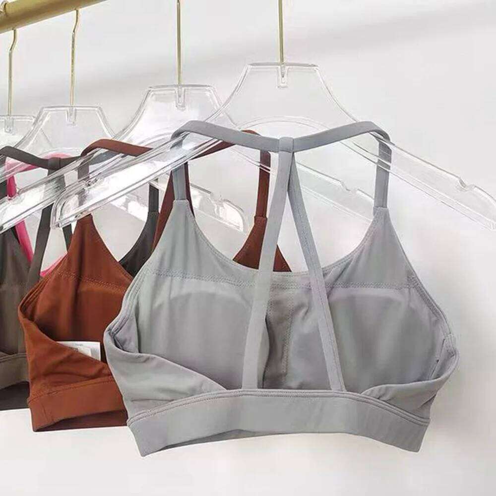 Beautiful Back Sports Underwear Women's Thin Shoulder Hanging Neck Strap Naked Feel bra Yoga Bra Fitness Training Tank 25T1226
