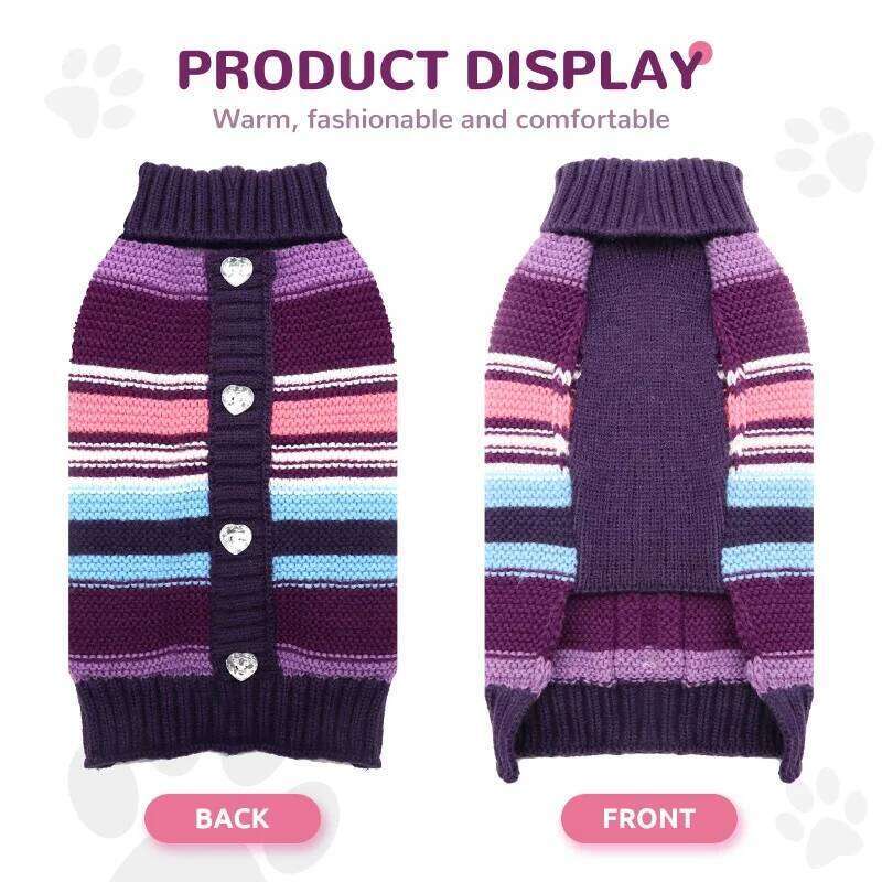 Fashion Knitted Clothes Winter Warm Dog Sweater Christmas Puppy Costumes Cute Print Cat Turtleneck Chihuahua Pet Pullovers 25T1226