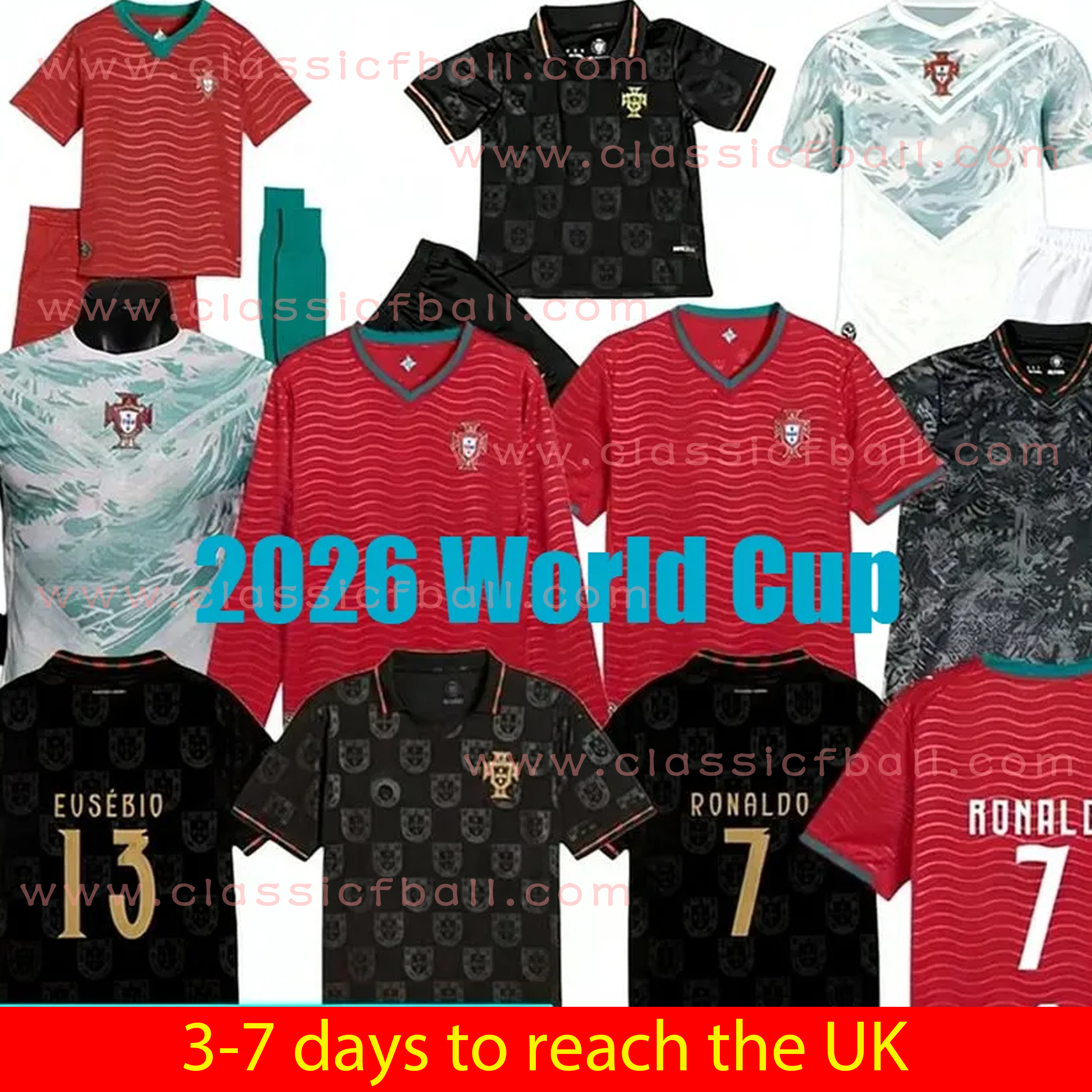 Maillot Portugal 2026 World Cup Soccer Jerseys Portuguesa RoNalDo Jerseys JOAO FELIX BERNARDO B. FERNANDES PEPE 25 26 27 Portugal Football Shirt uniform Kids Kits
