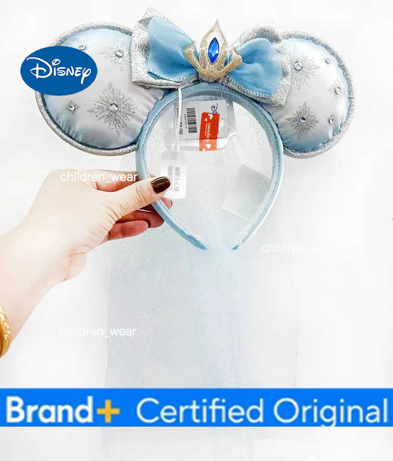 Disney 2024 Original Mickey Ears Headband Princess Minnie Bow Cosplay Hairband Festival Party Adult/Kids Hair Accessory H251226