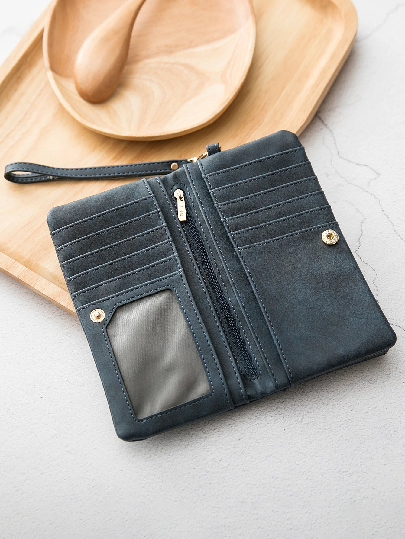 Retro Fashion Womens Long Wallet Large Capacity Double Fold Multi Card Slot Wallet Multi functional Double Zipper Handbag 251225