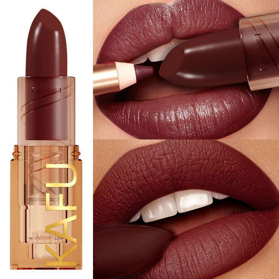 1PC Professional Lipstick Waterproof Lips Makeup Long Lasting Pigment Nude Brown Red Lipsticks Velvet Matte Lip Tint Cosmetics 25H1226