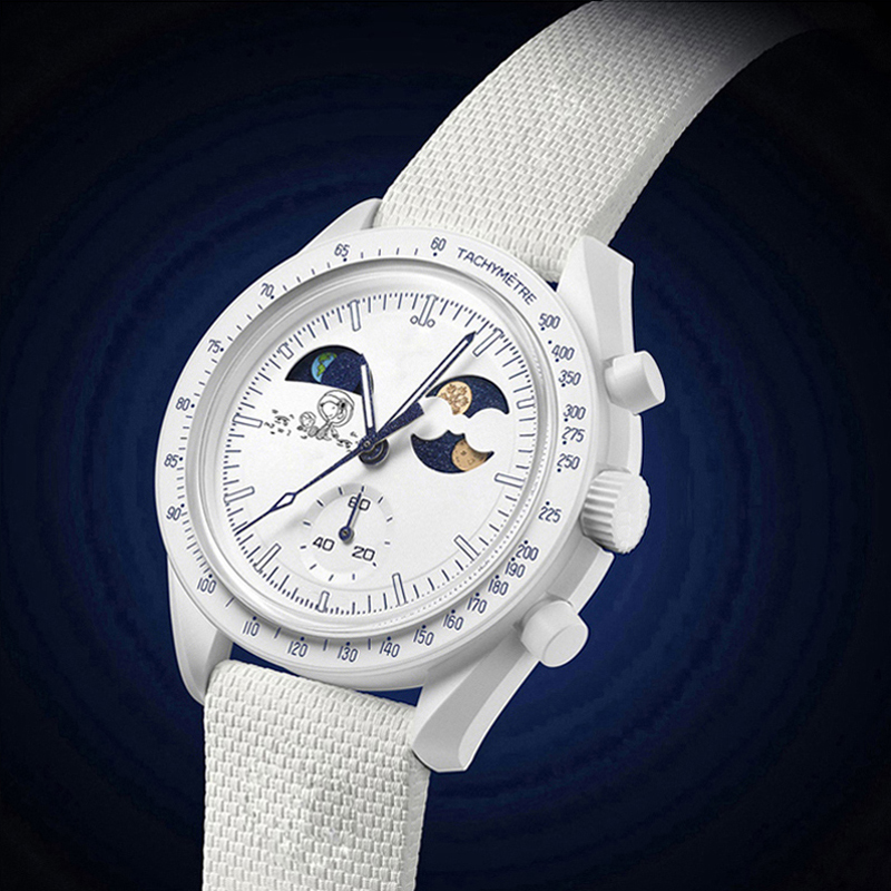 Bioceramic Planet Moon Mens Watches High Quality Full Function Chronograph Mens Watches Watch Leather Strap Waterproof Luminous Limited Edition Master Watchs