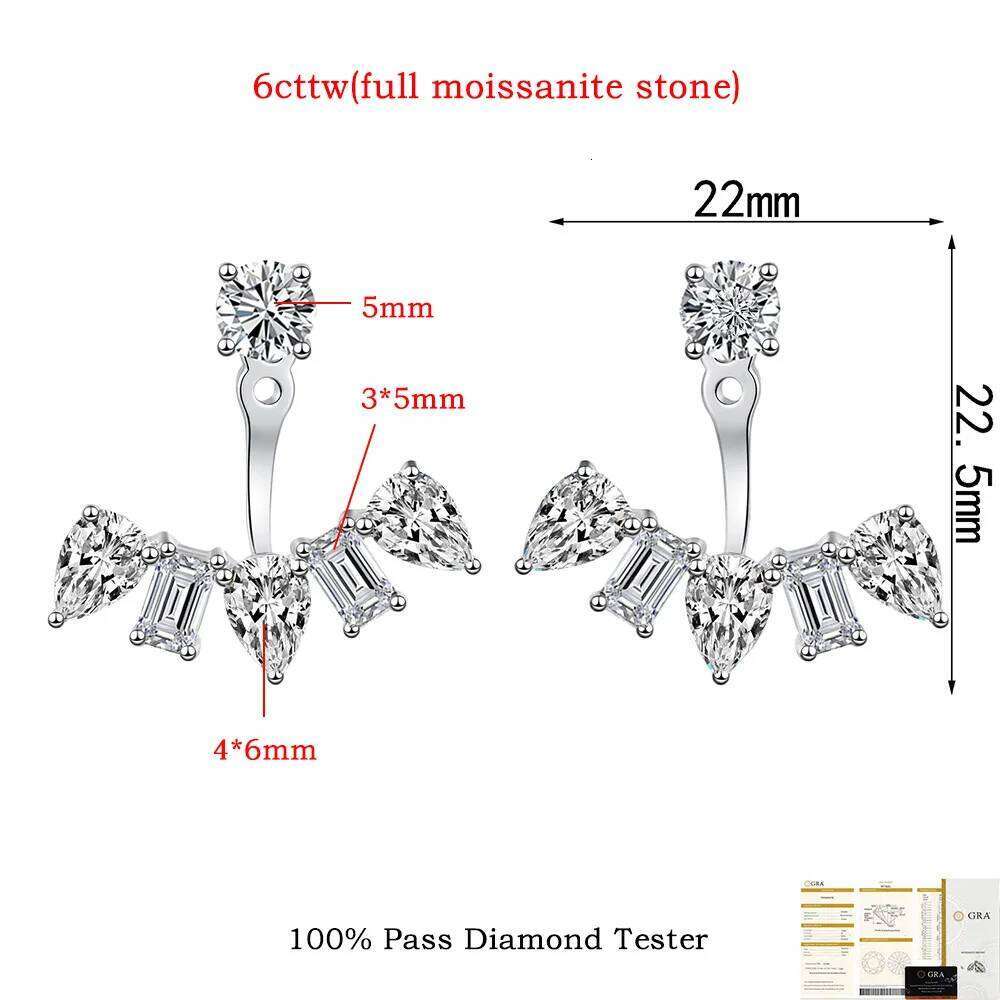 2.8-6cttw Emerald & Pear Cut Moissanite Stud Earrings 925 Silver Detachable Diamond Ear Studs for Women Certified Jewelry 25H1226