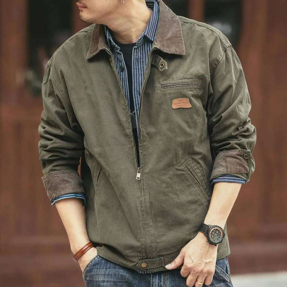 American Heavy Retro Tooling Jacket Men's Coat Autumn Long Sleeve Loose Tough Guy Hunting Casual Outdoor Shirt Men