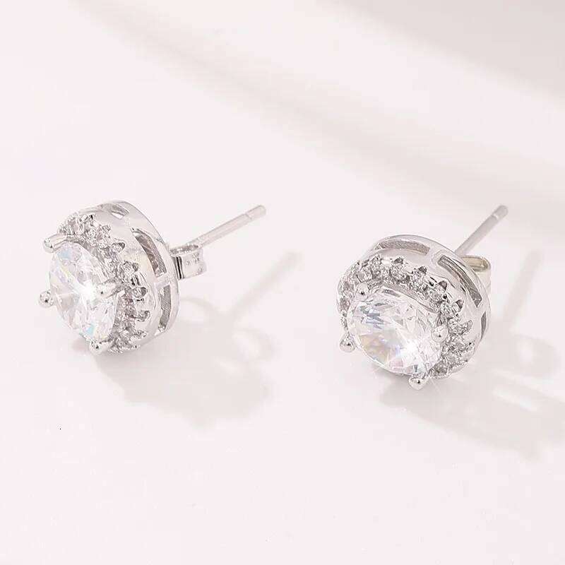 Delicate Small Round Stud Earrings Women with Shiny Cubic Zirconia Simple Versatile for Teens Fashion Jewelry 25H1226
