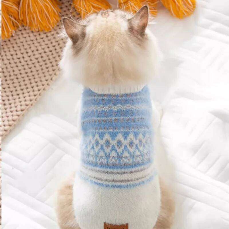 Winter Warm Fashion Knit Dog Plaid Print Puppy Pullover Cute Soft Cat Sweater Chihuahua Clothes Pet Outfits 25T1226