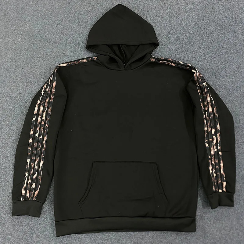 Y2K American Loose Long Sleeve Hoodie Leopard Stripe Stitching High Street Hip Hop Rock Autumn Winter Casual Sweatshirt 251225