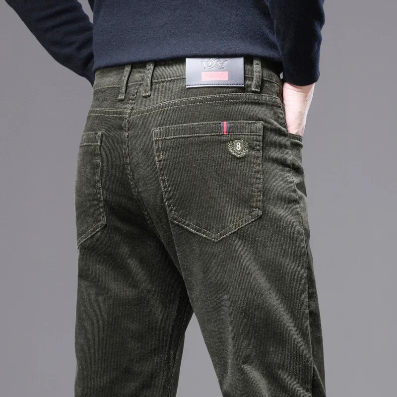KUBRO High Quality Corduroy Fabric Mens Business Casual Trousers Autumn Korean Style Small Straight Slim Versatile Cargo Pants 251226