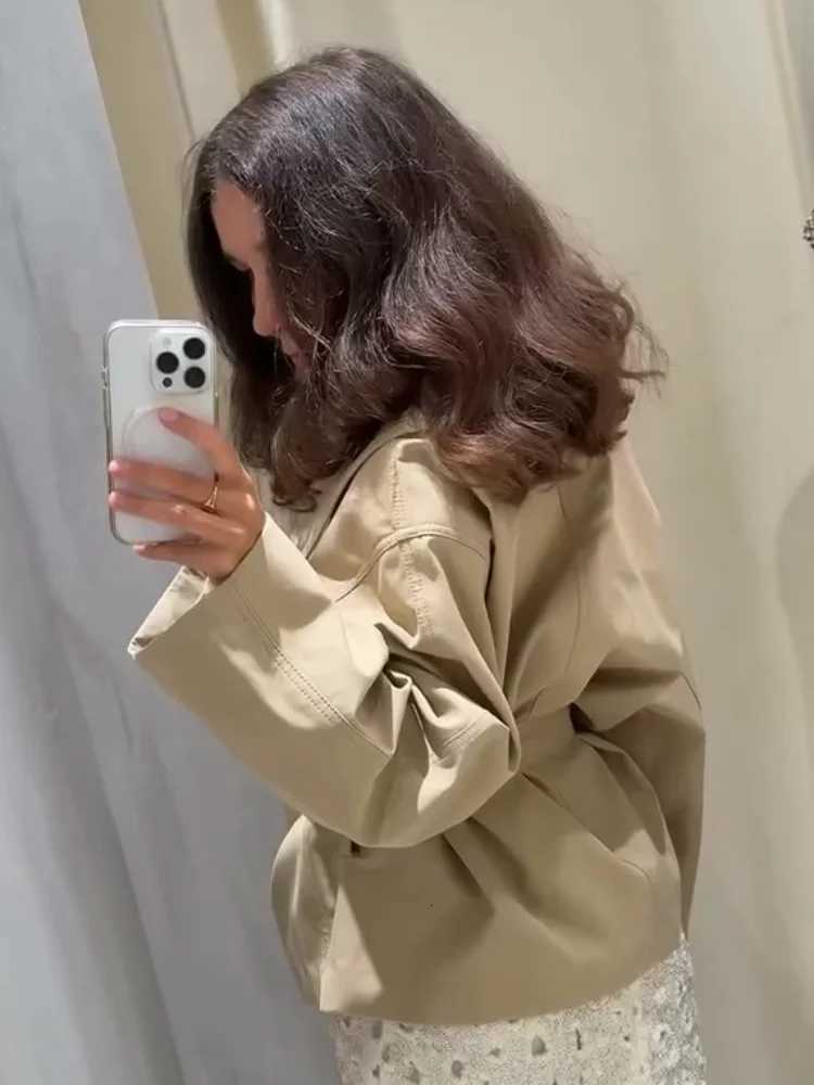 Fashion Solid Lace Up Trench Coats For Women Elegant Lapel Belt Long Sleeve Pocket Jackets Female Chic Single Breasted OuterwearT251226