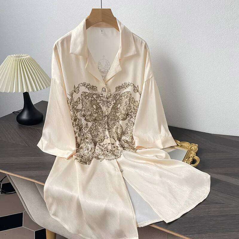 Designer Clothes Sexy Print Flower Sleepshirt Nightdress Summer Female Sleepwear Nightgown Lingerie Casual Home Wear Loungewear Satin Nightwear Hot Se