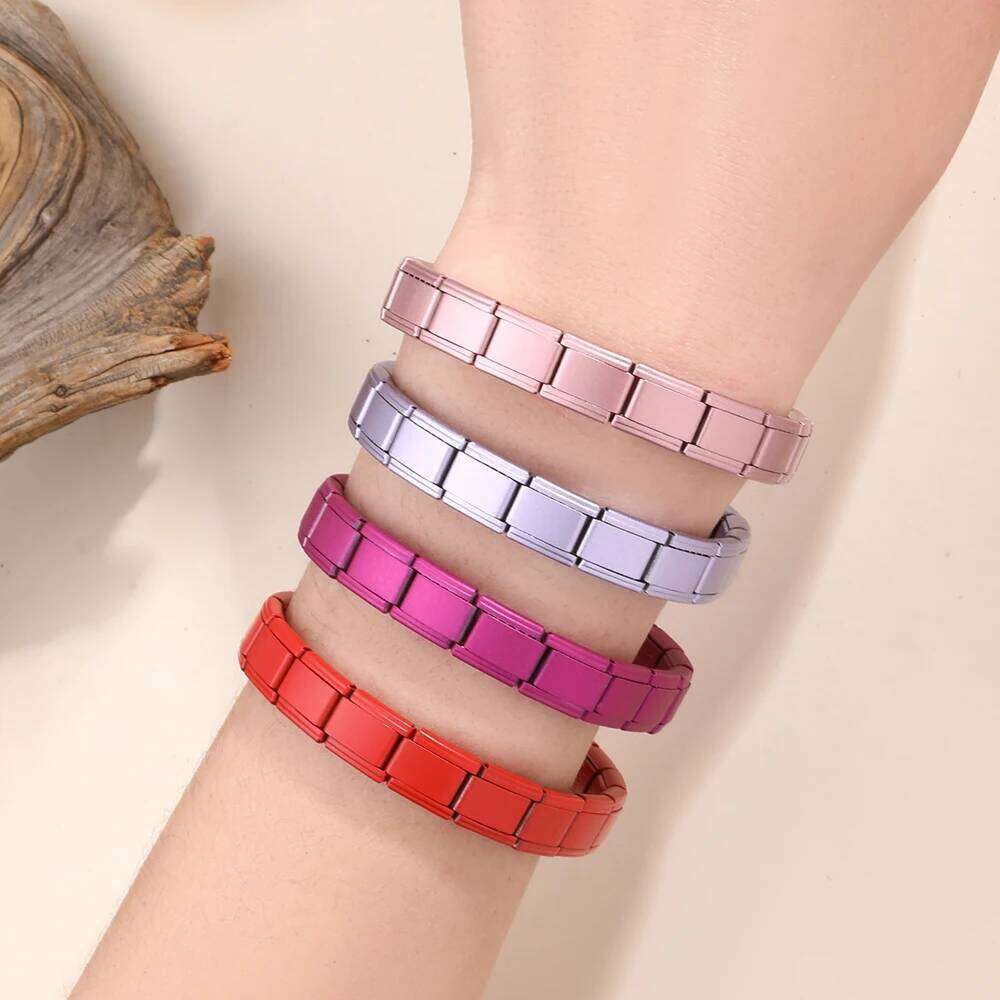 FTCY Italian Charm Stainless Steel for Women 9mm Elastic Link Hand Chain DIY Module Bracelets Making Jewelry Gifts 25T1226