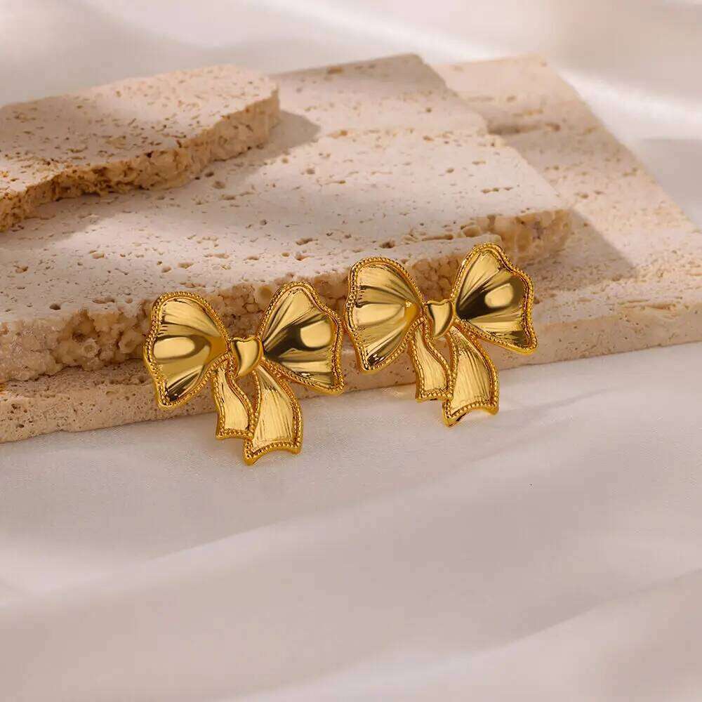Bow Stainless Steel for Women Creative Bownot Wedding Stud Earrings Trendy Banquet Jewelry Gifts BFF mujer 25H1226