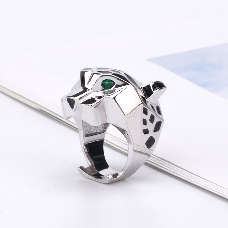 New Epoxy Leopard Head Ring And Style Personality Domineering Trendy Leopard Head Ring Unisex Leopard Print Couple Ring