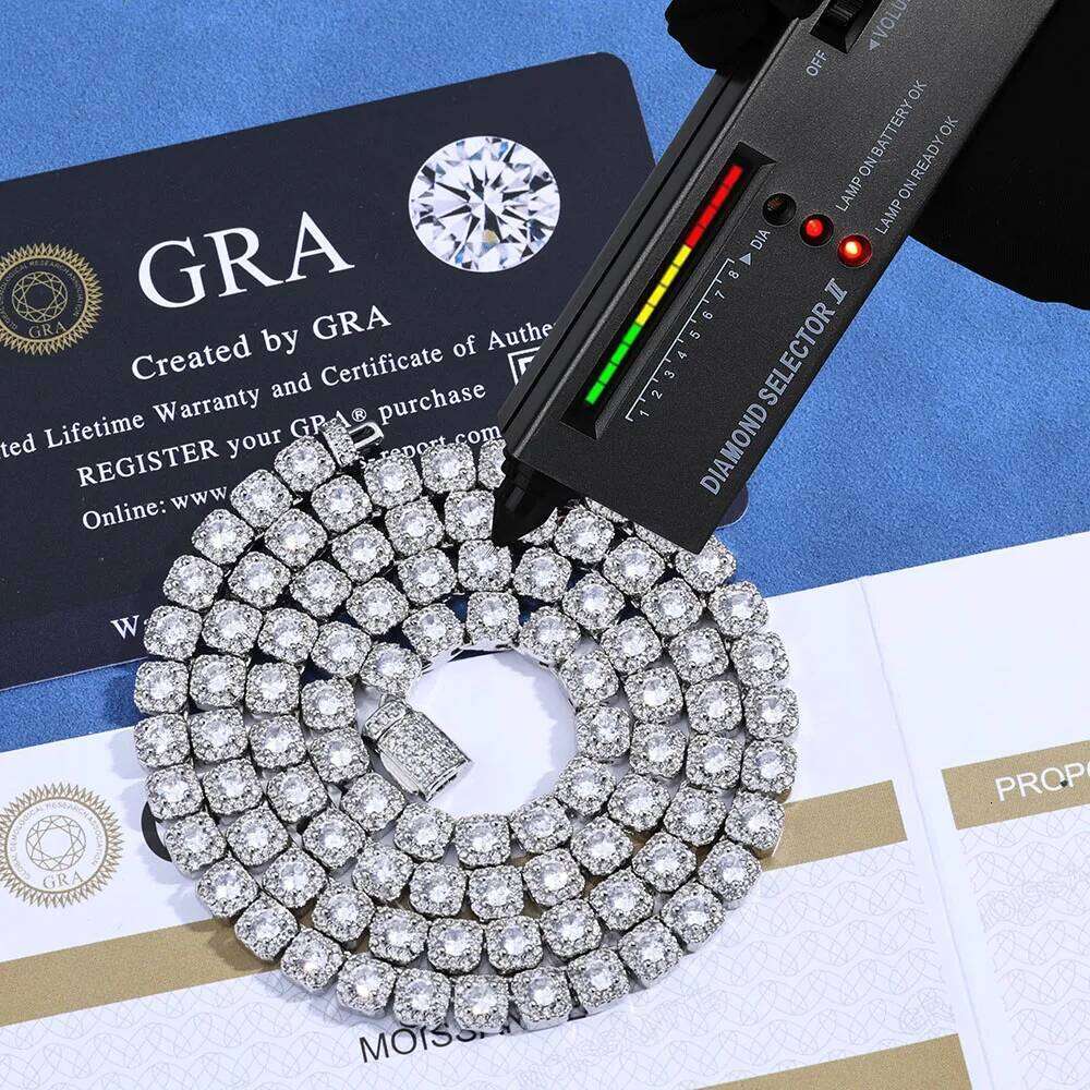 jewelry 925 Sterling Silver Chain Luxury Custom 5mm VVS Moissanite Cluster Tennis Necklace Women Jewelry