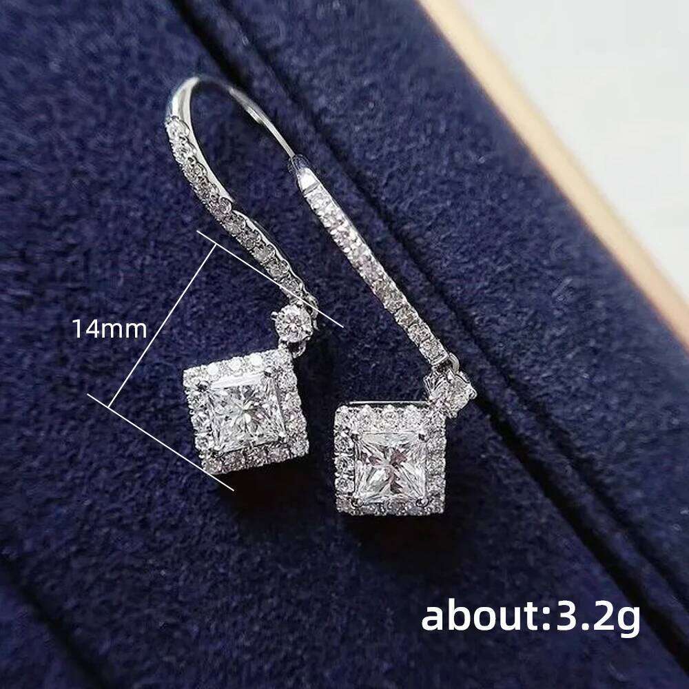 Huitan Simple and Classic Geometric CZ Drop for Women Silver Color Temperament Earrings Luxury Wedding Jewelry Dropship