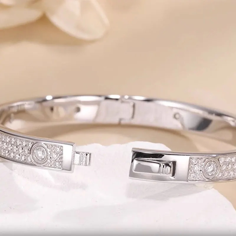 MJAJA Bracelet S925 Sterling Silver Diamond Bangle 18K Rose Gold Plated Bridal Wedding Fine Jewelry 251219