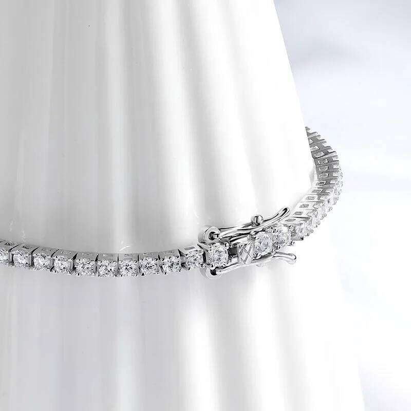 Smyoue 2MM D Color 100% Real Moissanite Tennis Bracelet for Women Lab Diamond Original Silver 925 Jewelry Hip Hop Party Chain 25T1226
